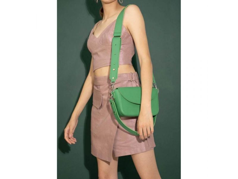 Женская кожаная сумка Molly ярко-зеленая, фото 3