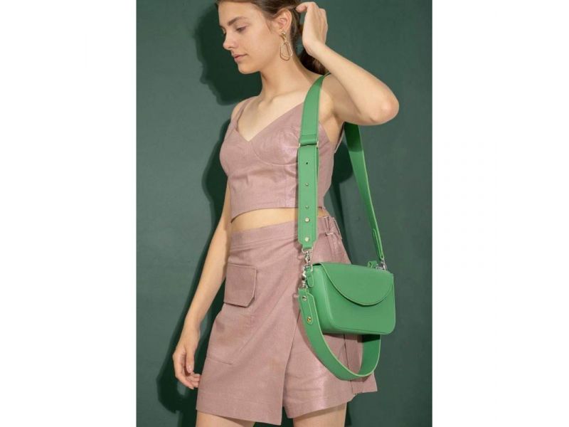 Женская кожаная сумка Molly ярко-зеленая, фото 2