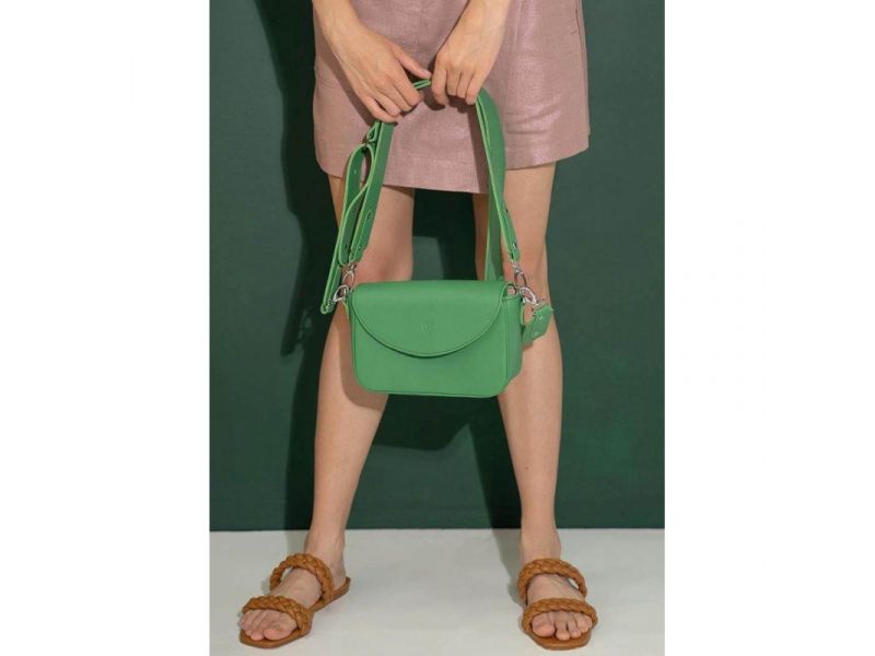 Женская кожаная сумка Molly ярко-зеленая, фото 4