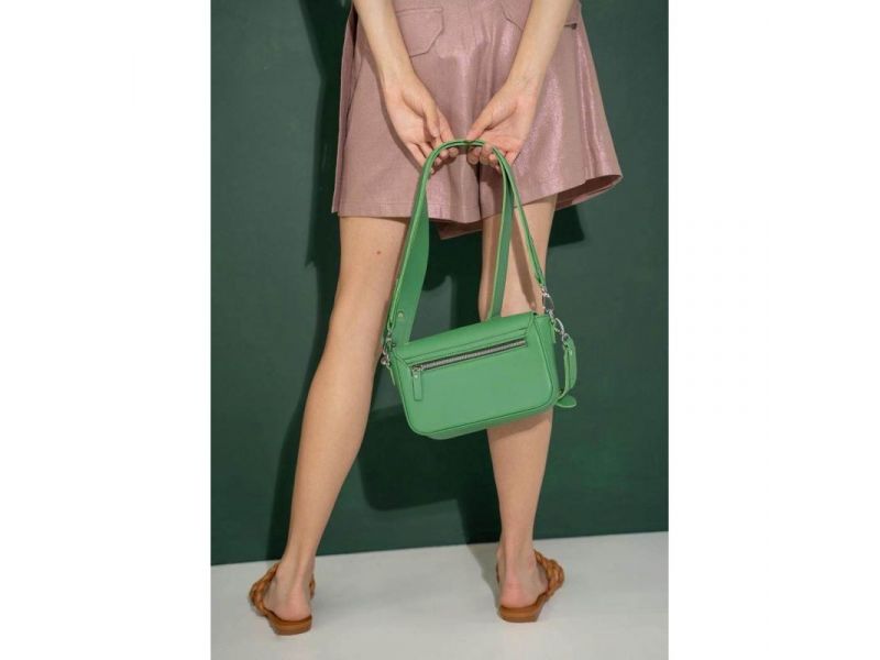Женская кожаная сумка Molly ярко-зеленая, фото 5