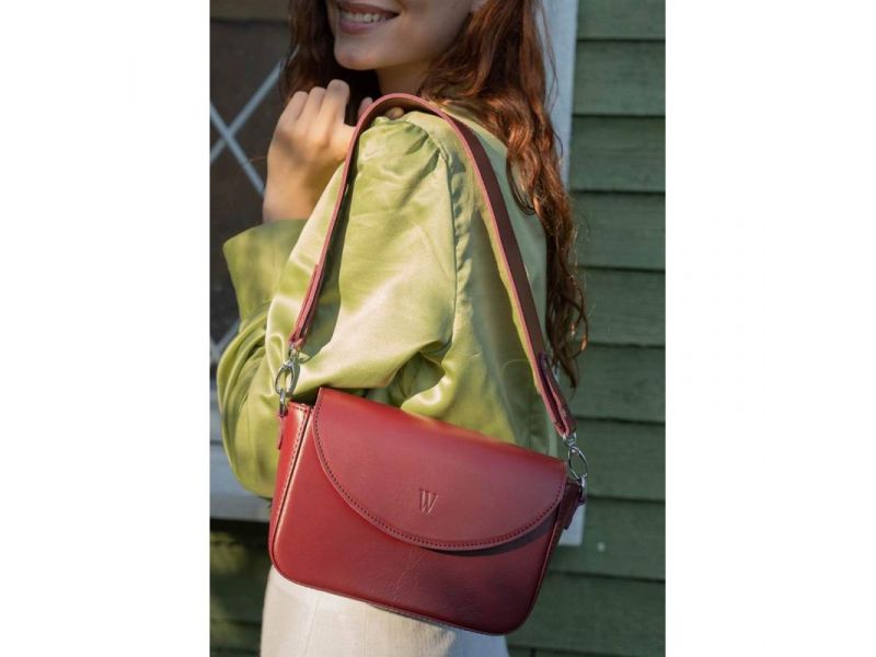 Женская кожаная сумка Molly бордовая, фото 1