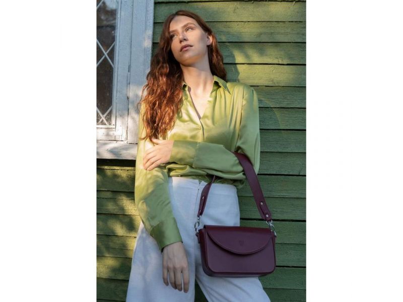 Женская кожаная сумка Molly бордовая, фото 4