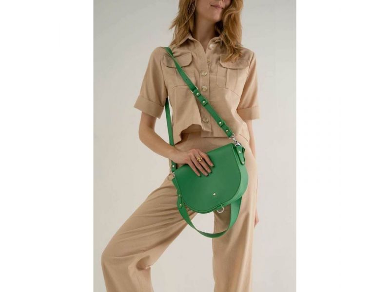 Женская кожаная сумка Ruby L зеленая, фото 3
