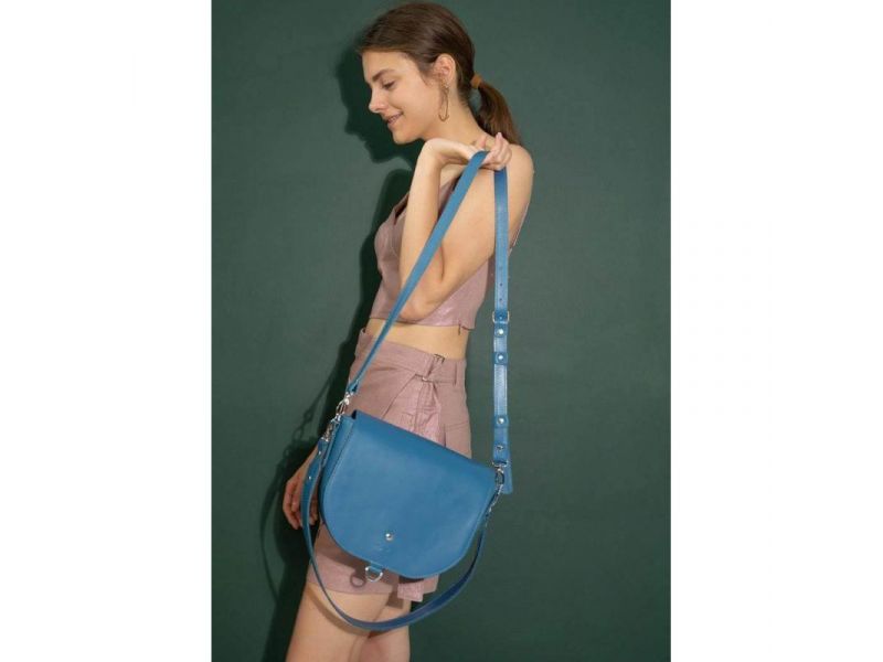 Женская кожаная сумка Ruby L ярко-синяя, фото 1