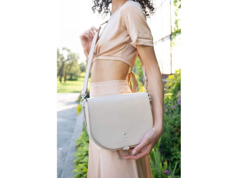 Женская кожаная сумка Ruby L светло-бежевая, фото 2