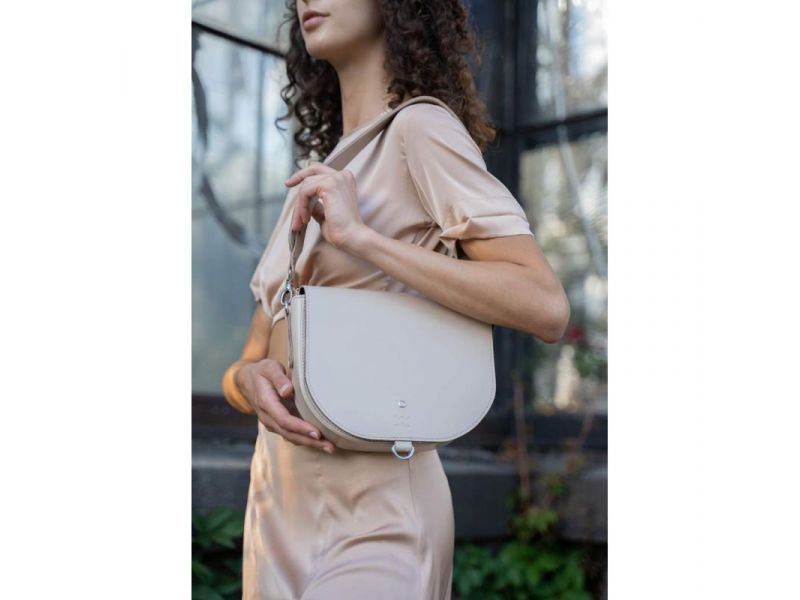 Женская кожаная сумка Ruby L светло-бежевая, фото 4