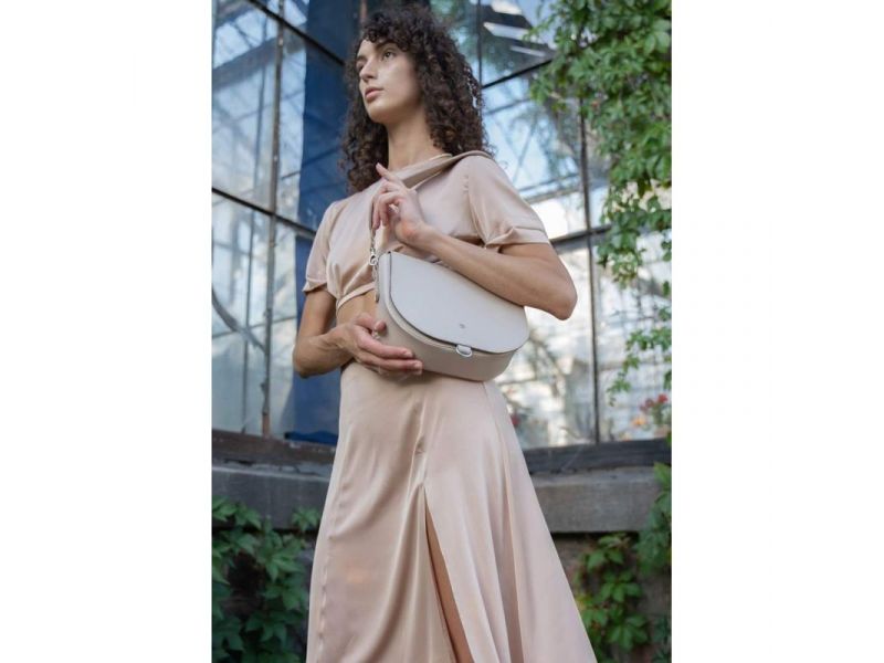 Женская кожаная сумка Ruby L светло-бежевая, фото 5