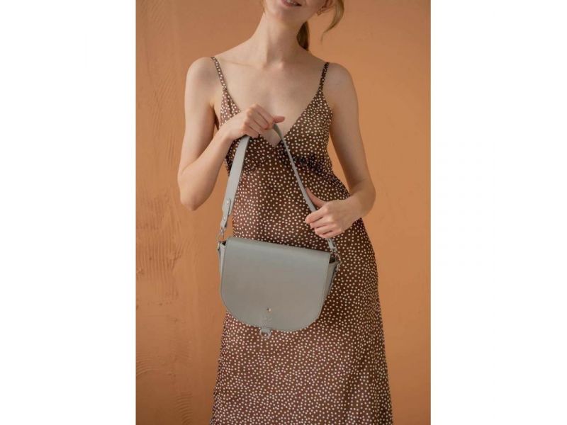 Женская кожаная сумка Ruby L серая, фото 2