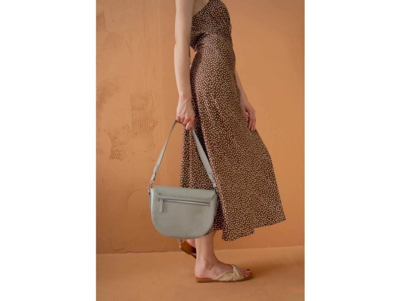 Женская кожаная сумка Ruby L серая, фото 5