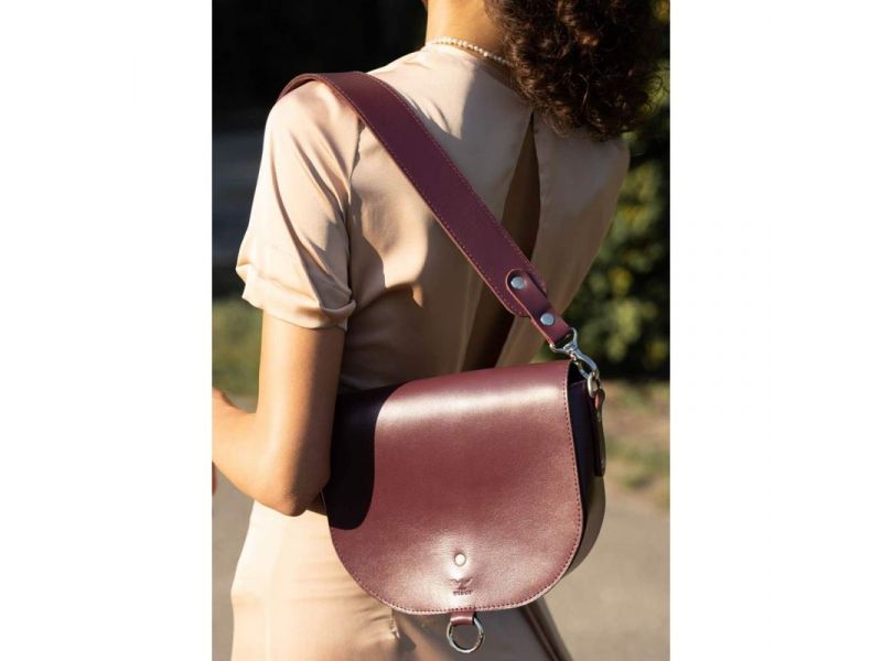 Женская кожаная сумка Ruby L бордовая краст, фото 1