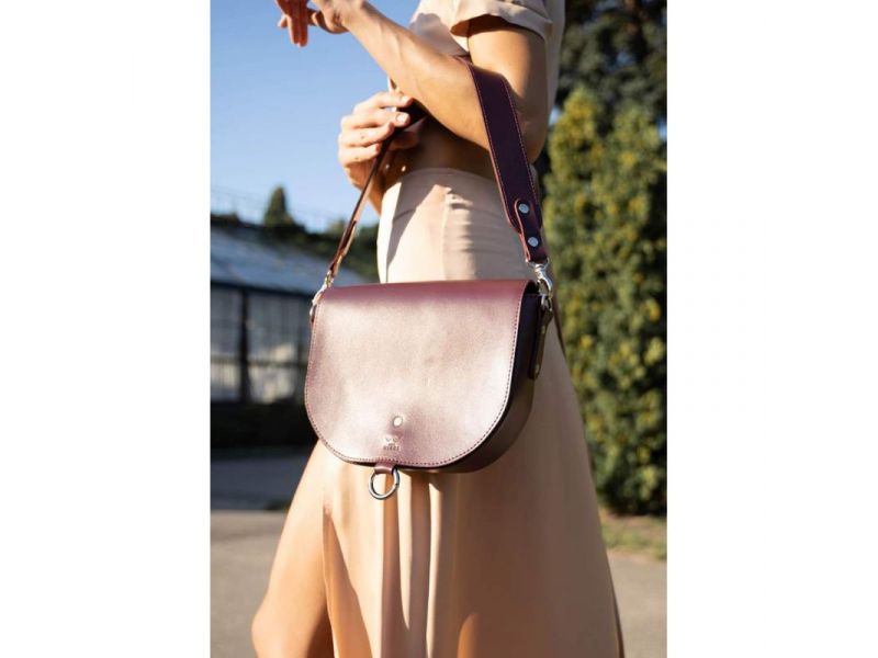 Женская кожаная сумка Ruby L бордовая краст, фото 2