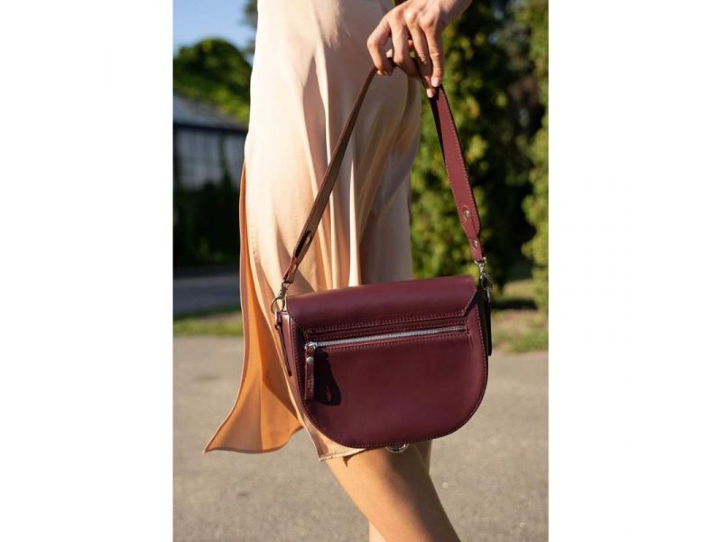 Женская кожаная сумка Ruby L бордовая краст, фото 5