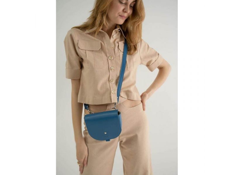 Женская кожаная сумка Ruby S ярко-синяя, фото 3