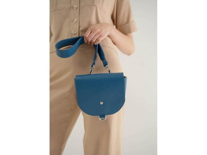 Женская кожаная сумка Ruby S ярко-синяя, фото 4