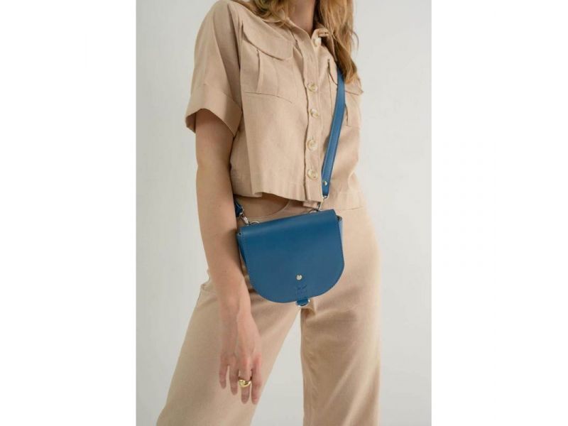 Женская кожаная сумка Ruby S ярко-синяя, фото 5