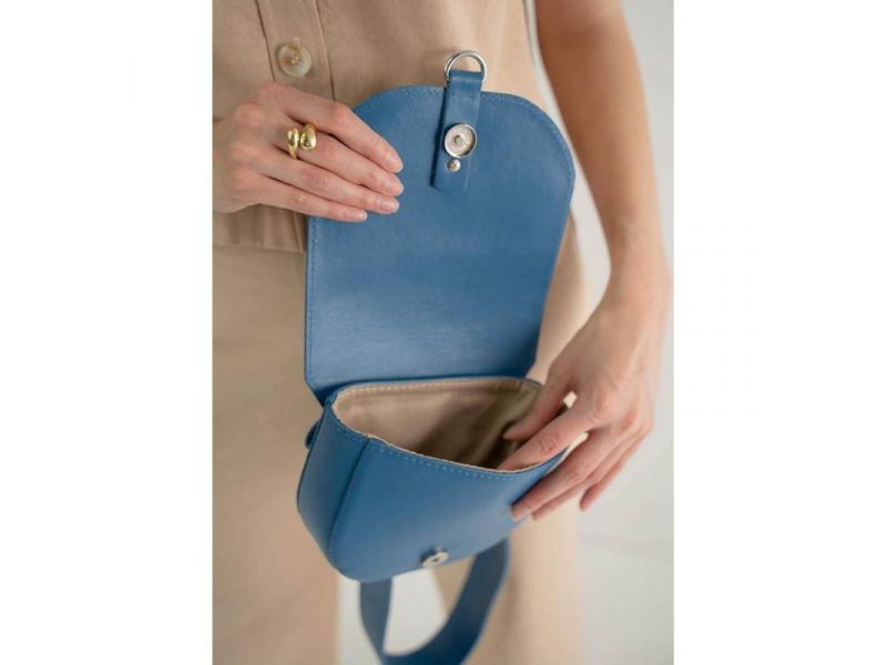 Женская кожаная сумка Ruby S ярко-синяя, фото 7