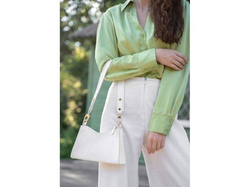 Женская кожаная сумка Sally белая, фото 2