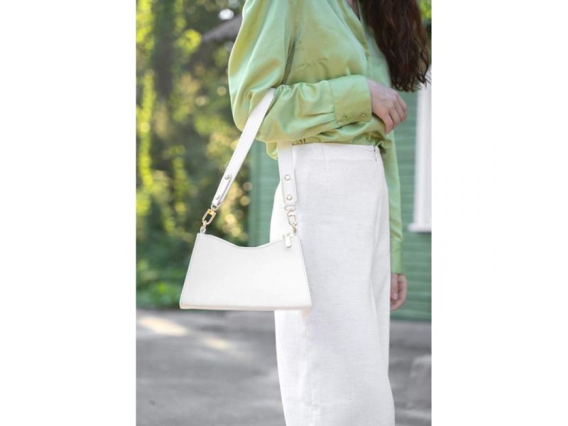 Женская кожаная сумка Sally белая, фото 3