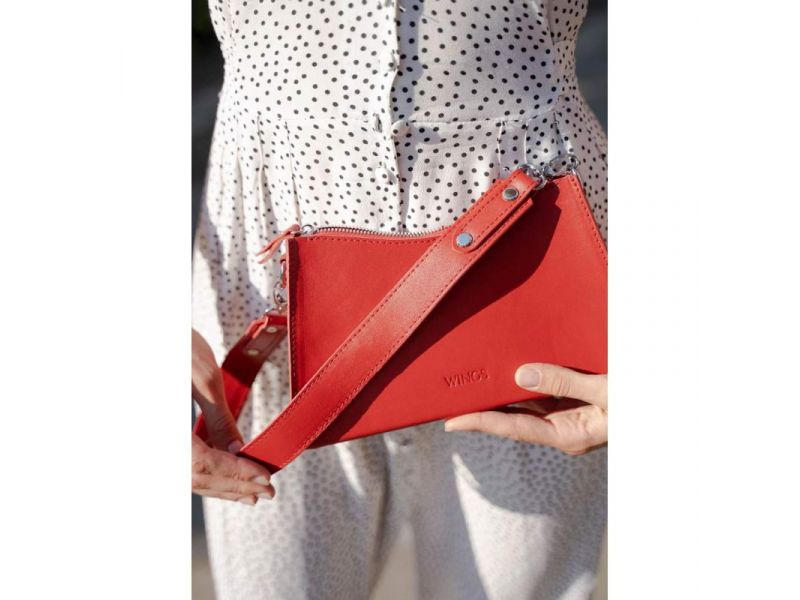 Женская кожаная сумка Sally красная, фото 2