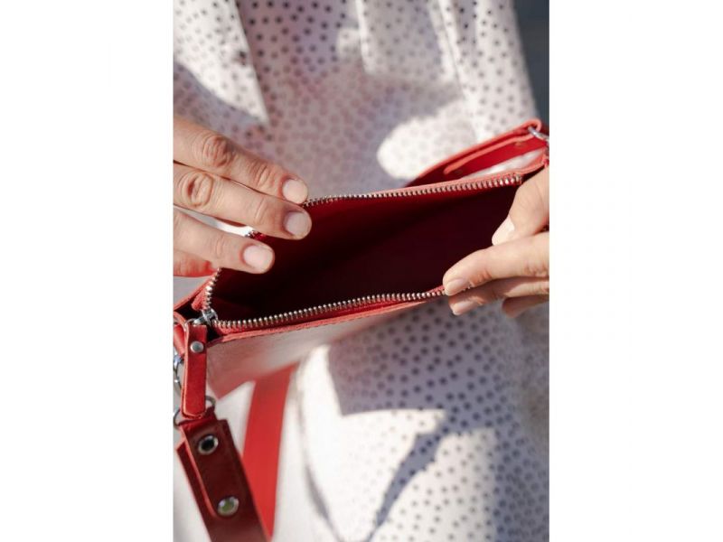 Женская кожаная сумка Sally красная, фото 5
