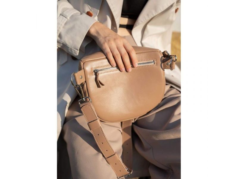 Кожаная сумка поясная-кроссбоди Vacation карамель краст, фото 2