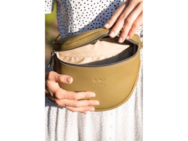 Кожаная сумка поясная-кроссбоди Vacation оливковый, фото 5