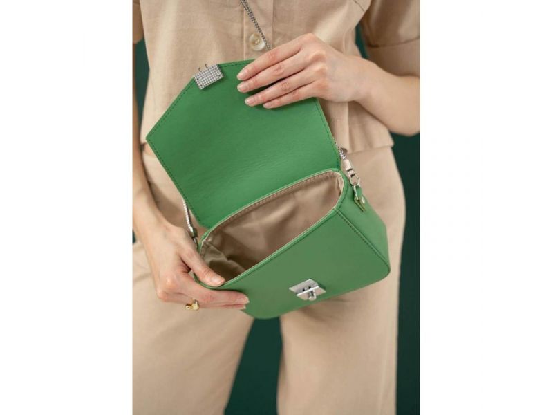 Женская кожаная сумочка Yoko зеленая, фото 5
