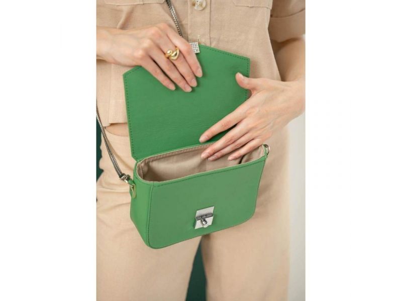 Женская кожаная сумочка Yoko зеленая, фото 6
