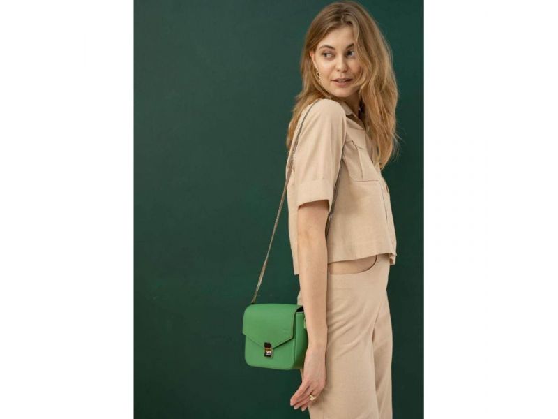 Женская кожаная сумочка Yoko зеленая, фото 3