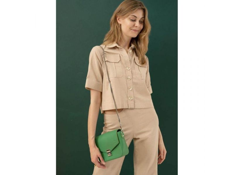 Женская кожаная сумочка Yoko зеленая, фото 4