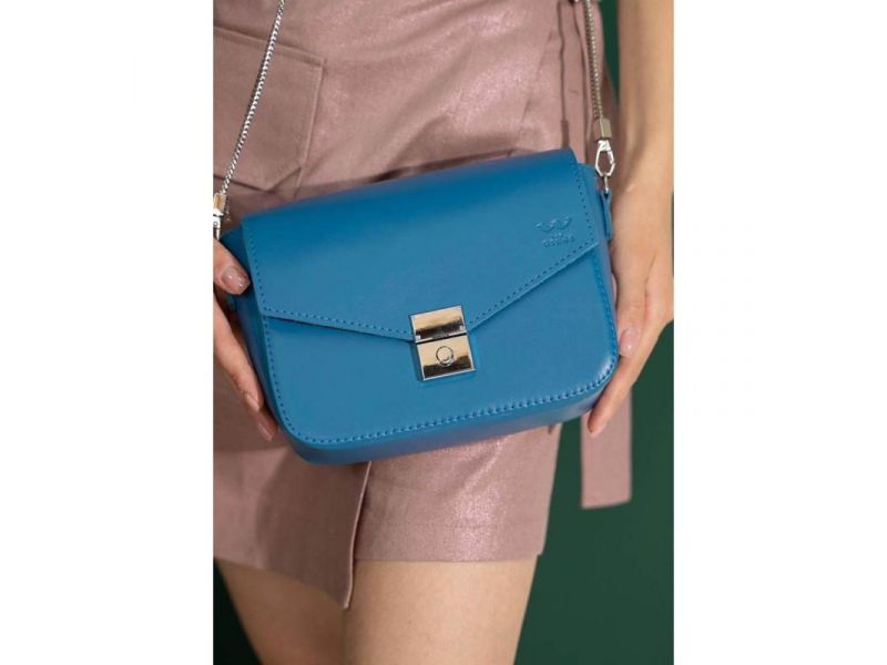 Женская кожаная сумочка Yoko ярко-синяя, фото 2