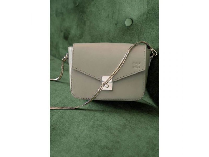 Женская кожаная сумочка Yoko серая, фото 4