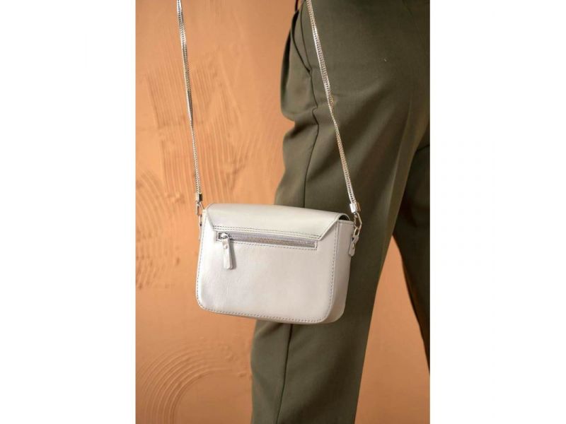 Женская кожаная сумочка Yoko серая, фото 9