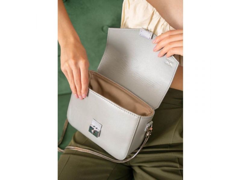 Женская кожаная сумочка Yoko серая, фото 8