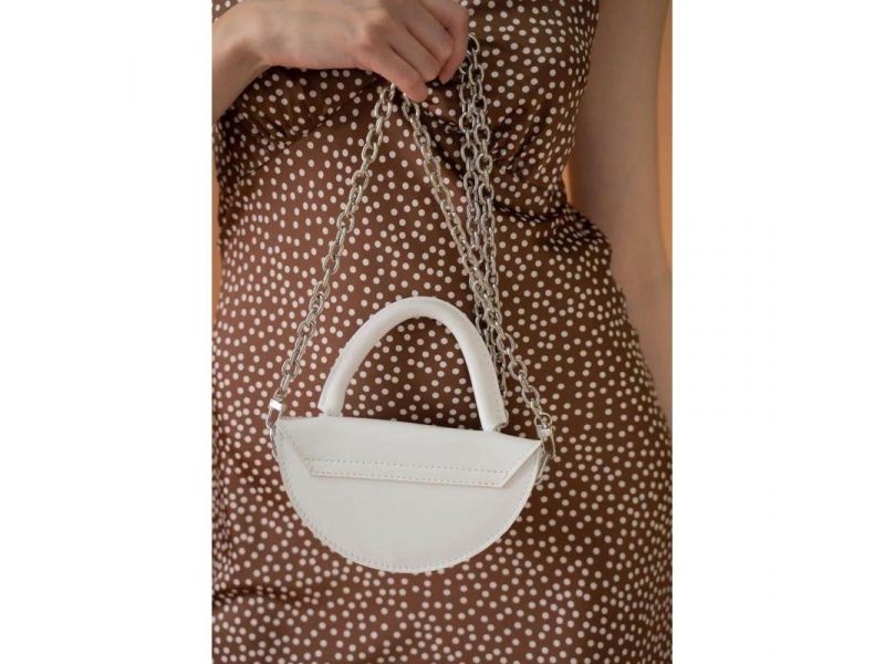 Женская кожаная мини-сумка Сhris micro белая, фото 7