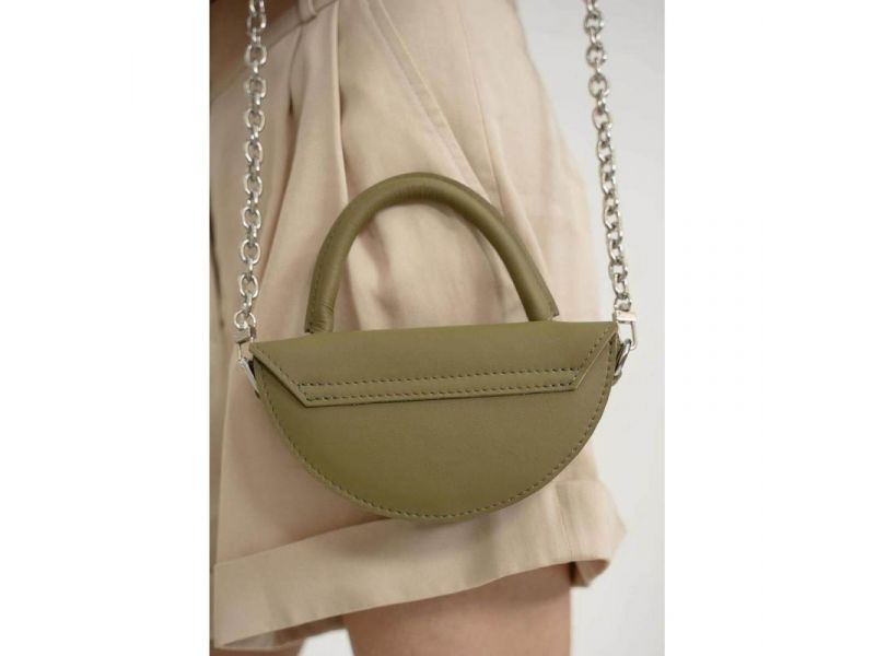 Женская кожаная мини-сумка Сhris micro оливковая, фото 5