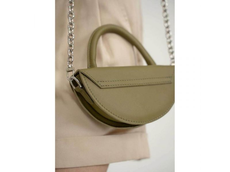Женская кожаная мини-сумка Сhris micro оливковая, фото 6
