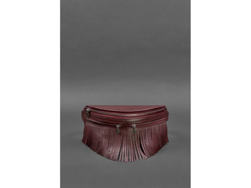 Кожаная женская сумка на пояс Spirit бордовая, фото 1