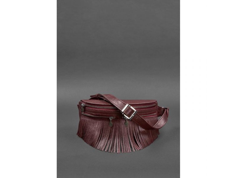 Кожаная женская сумка на пояс Spirit бордовая, фото 2