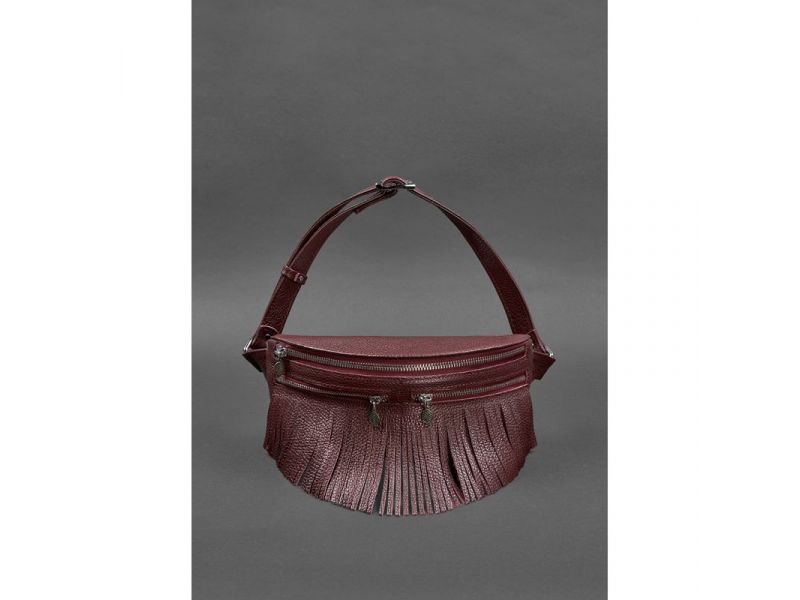 Кожаная женская сумка на пояс Spirit бордовая, фото 3