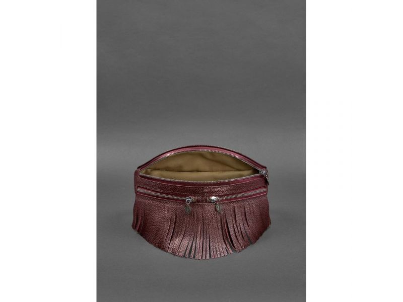 Кожаная женская сумка на пояс Spirit бордовая, фото 5