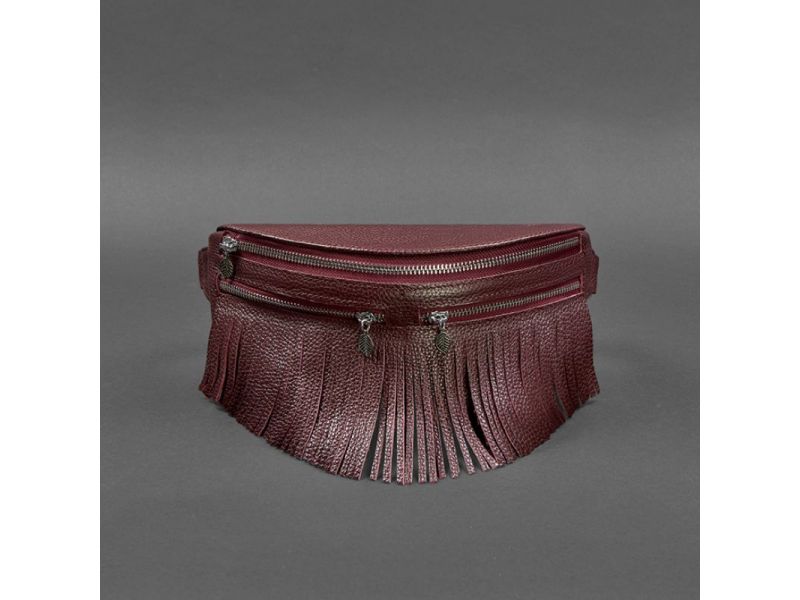 Кожаная женская сумка на пояс Spirit бордовая, фото 6