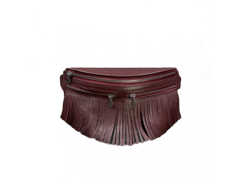 Кожаная женская сумка на пояс Spirit бордовая, фото 7