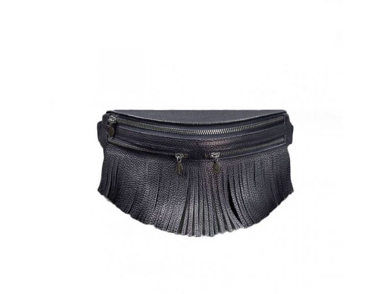 Кожаная женская сумка на пояс Spirit темно-синяя, фото 7