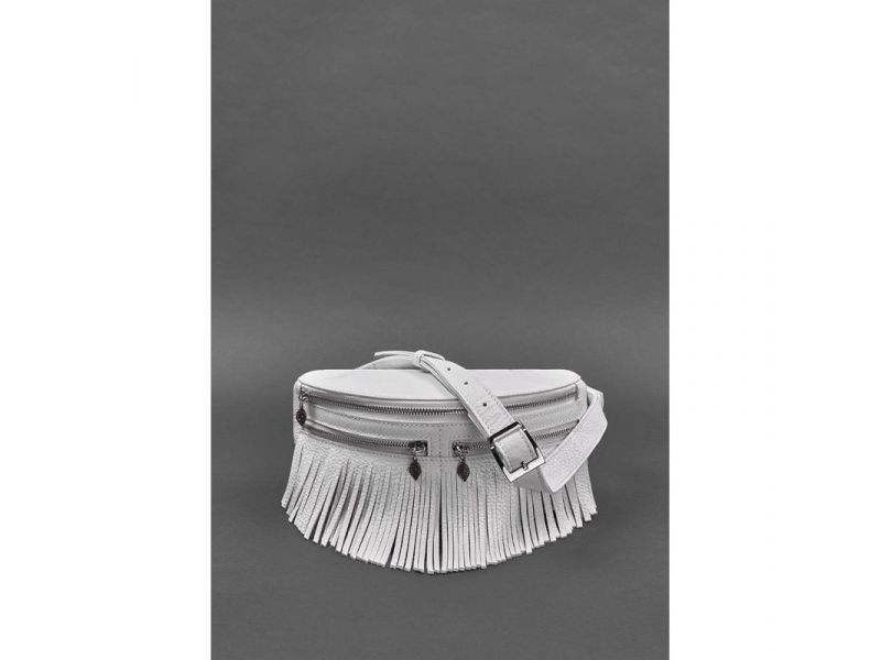 Кожаная женская сумка на пояс Spirit белая, фото 2