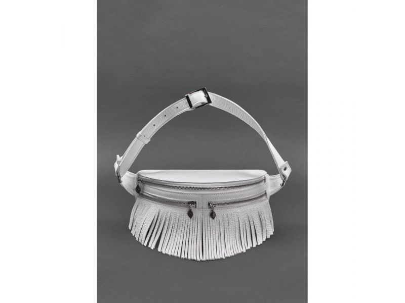 Кожаная женская сумка на пояс Spirit белая, фото 3