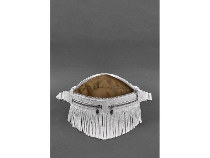 Кожаная женская сумка на пояс Spirit белая, фото 5