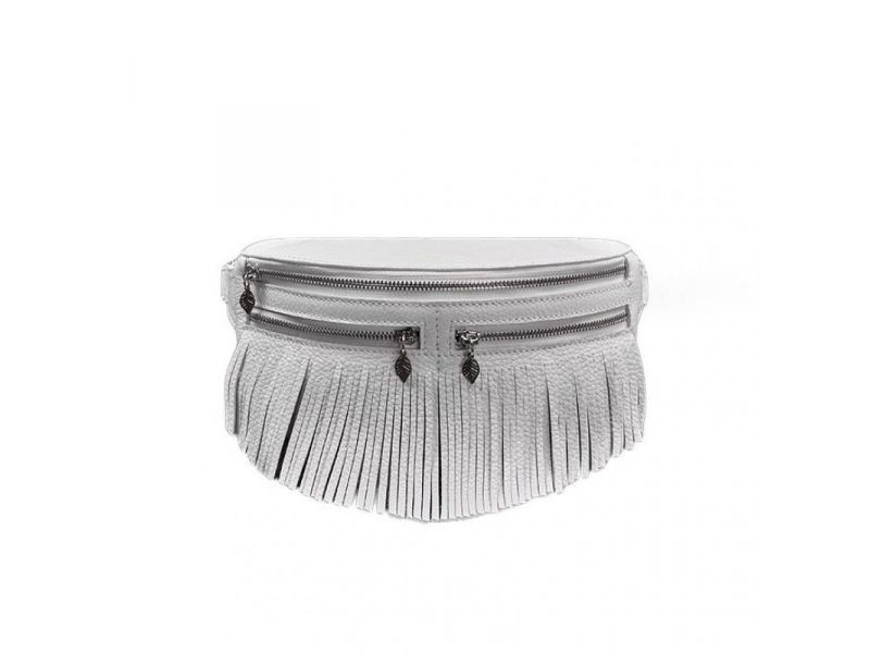 Кожаная женская сумка на пояс Spirit белая, фото 7