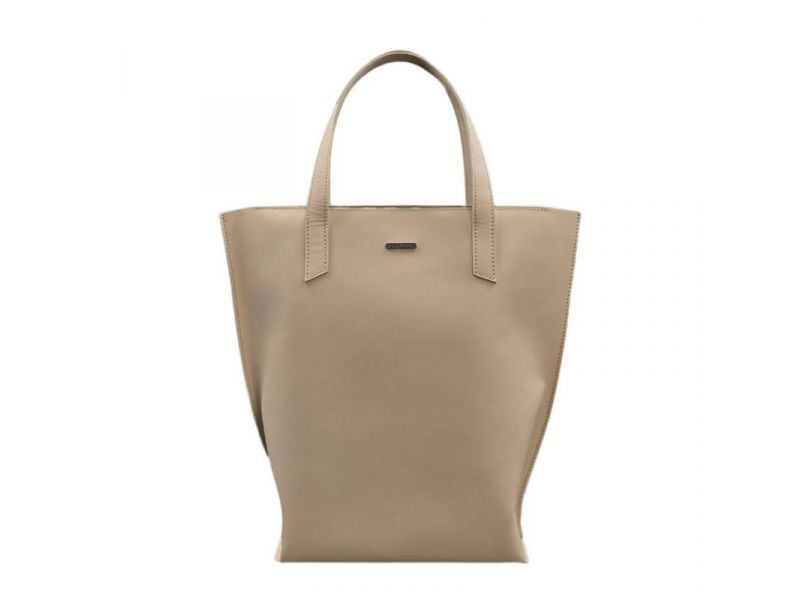 Кожаная женская сумка шоппер D.D. светло-бежевая краст, фото 7