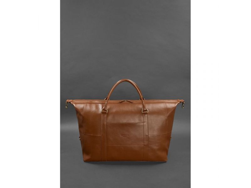 Кожаная дорожная сумка светло-коричневая Краст, фото 2